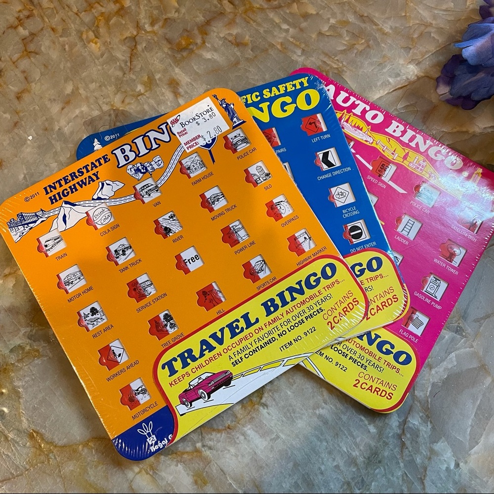 NWT Vintage Travel Bingo Car Game, 2pack Set of 3